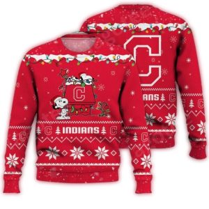 Cleveland Guardians Snoopy Christmas Tree Holiday Sweatshirt