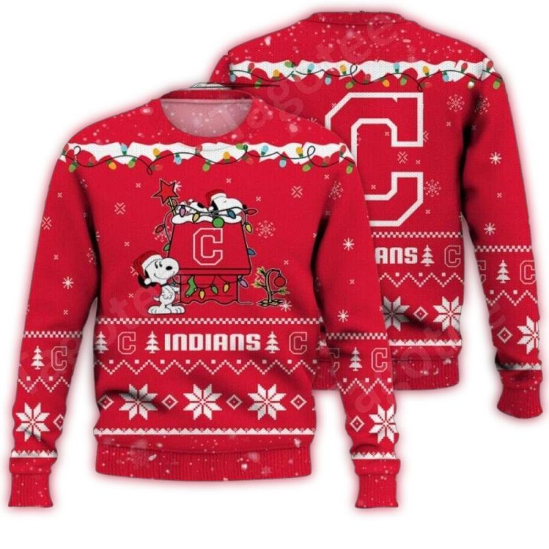 Cleveland Guardians Snoopy Christmas Tree Ugly Sweater 1