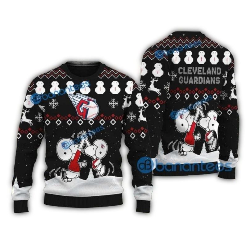 Cleveland Guardians Snoopy Snowmen Ugly Sweater 1