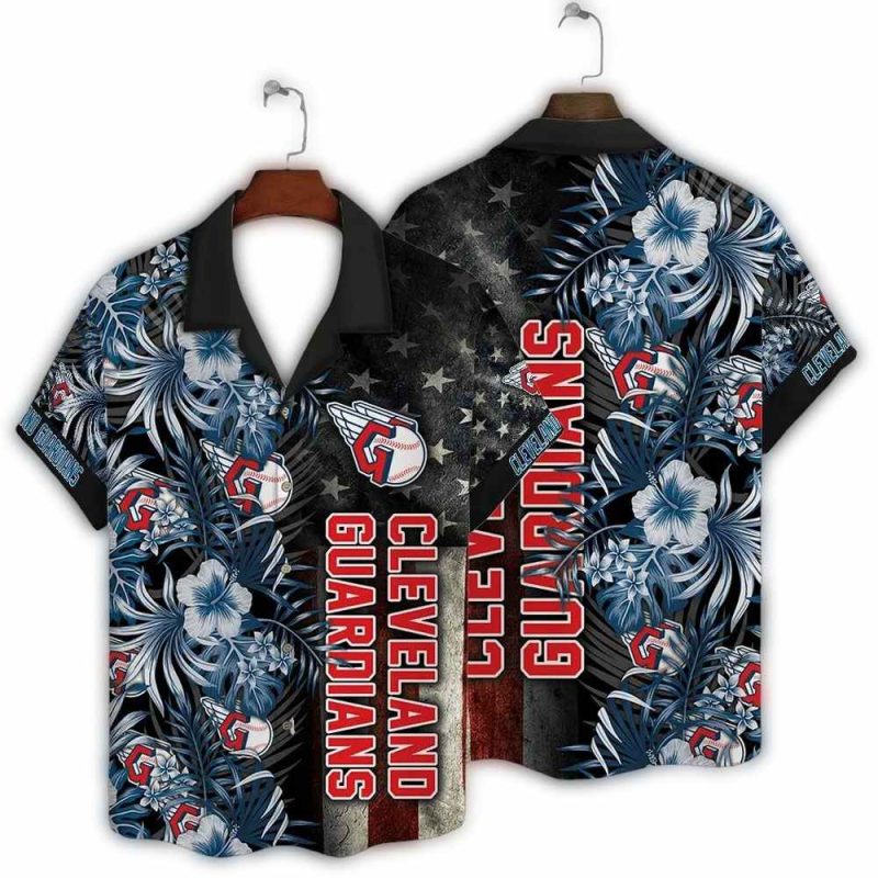 Cleveland Guardians Stars Stripes Flower Hawaiian Shirt 1