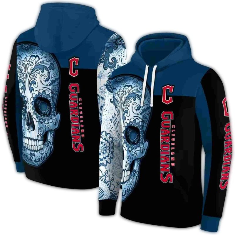 Cleveland Guardians Sugar Skull AOP Hoodie 1