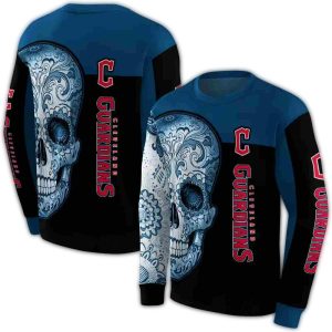 Cleveland Guardians Sugar Skull All-Over Print Sweatshirt For Fans