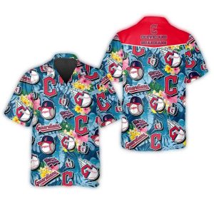 Cleveland Guardians Floral Hawaiian Shirt With Symbol Design