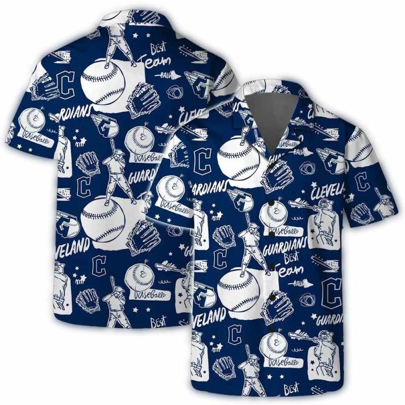 Cleveland Guardians Tropical Monochrome Hawaiian Shirt 1