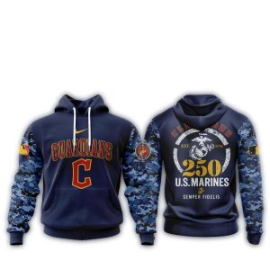 Cleveland Guardians Usmc 250Th Birthday All-Over Print Hoodie For Fans