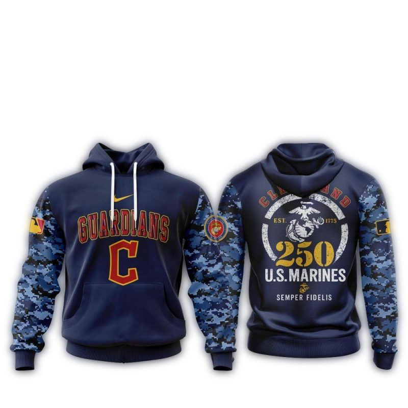 Cleveland Guardians USMC 250th Birthday AOP Hoodie 1