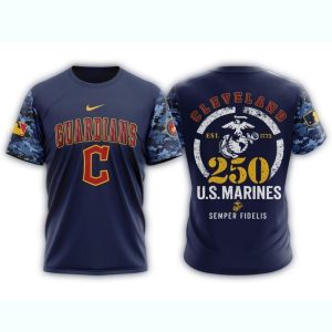 Cleveland Guardians Usmc 250Th Birthday All-Over Print T-Shirt