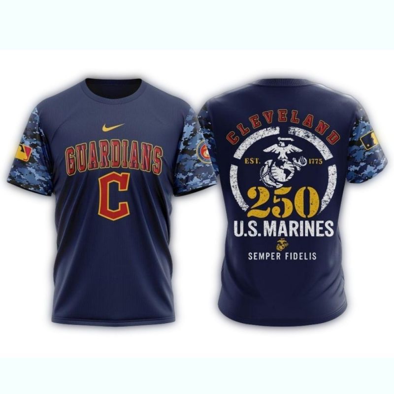 Cleveland Guardians USMC 250th Birthday AOP T Shirt 1