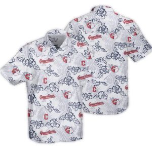 Cleveland Guardians White Hibiscus Hawaiian Shirt For Fans