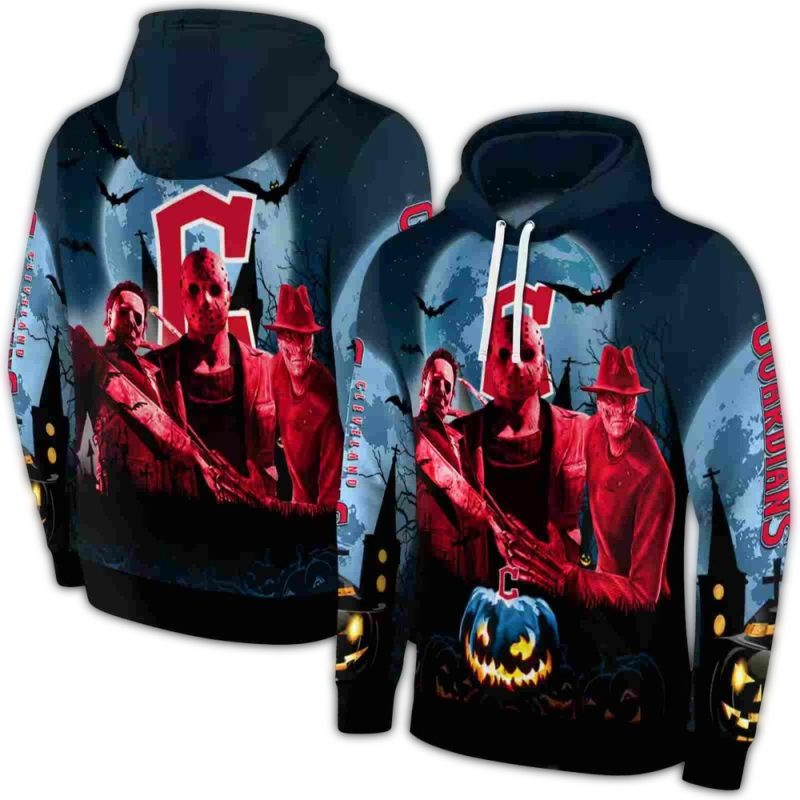 Cleveland Guardians With Friends Horror Halloween Vibes AOP Hoodie 1