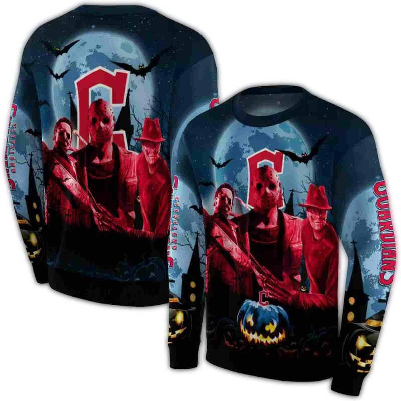 Cleveland Guardians With Friends Horror Halloween Vibes AOP Sweatshirt 1