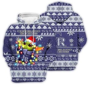 Colorado Rockies Baby Yoda Star Wars Christmas All-Over Print Hoodie