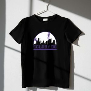 Colorado Rockies Baseball Skyline Graphic T-Shirt For Fans