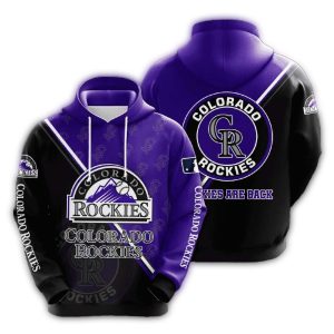 Colorado Rockies Big Logo Black & Purple All-Over Print Hoodie For Fans