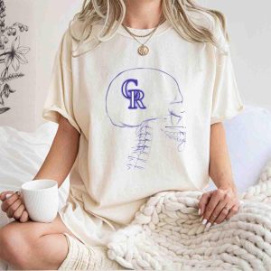 Colorado Rockies X-Ray Skull Cr Logo Graphic T-Shirt For Fans