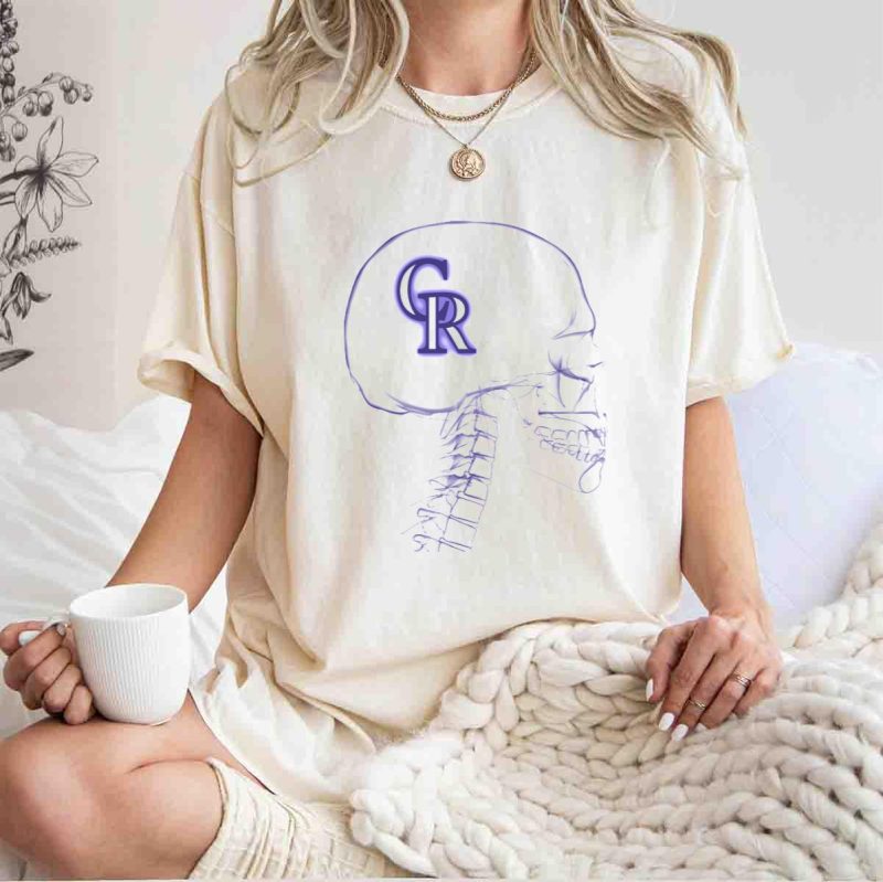 Colorado Rockies CR Logo Inside Human Skull X Ray T Shirt t shirt 1 1
