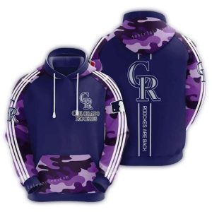 Camo All Over Print Hoodie Featuring Colorado Rockies Design