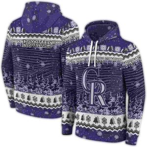 Colorado Rockies Christmas Tree Pattern Hoodie - Festive All Over Print