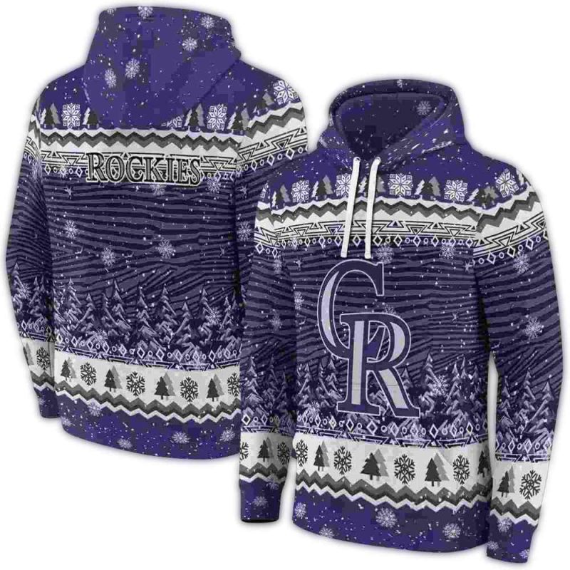 Colorado Rockies Christmas Trees AOP Hoodie 1