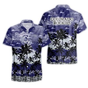 Colorado Rockies Hawaiian Shirt In Cloudy Shoreline Design