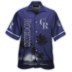 Colorado Rockies Tropical Hawaiian Shirt - Coconut Beach Night Design
