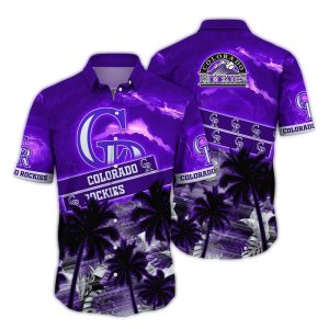 Tropical Hawaiian Shirt With Colorado Rockies Coconut Sunset Design