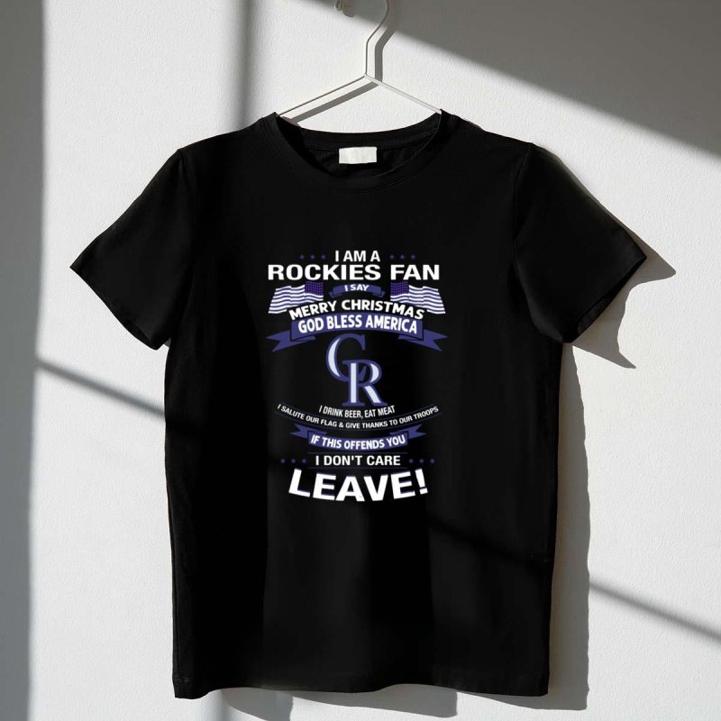 Colorado Rockies Fan Merry Christmas God Bless America Leave T Shirt t shirt 1 1