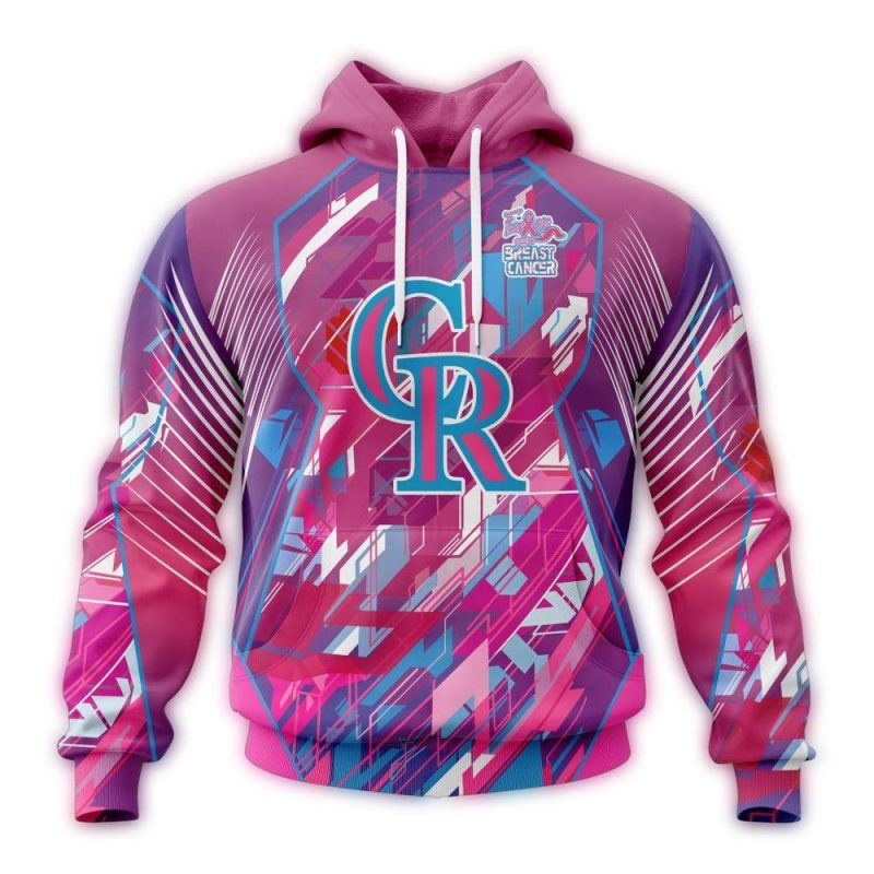 Colorado Rockies Fearless Against Breast Cancer AOP Hoodie 1