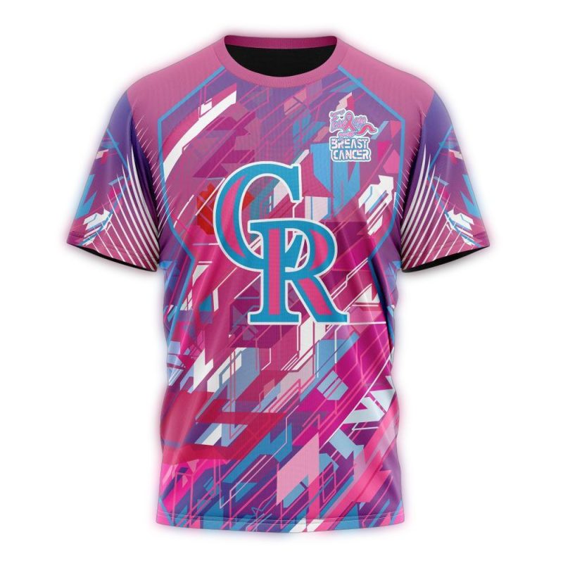 Colorado Rockies Fearless Against Breast Cancer AOP T Shirt 1