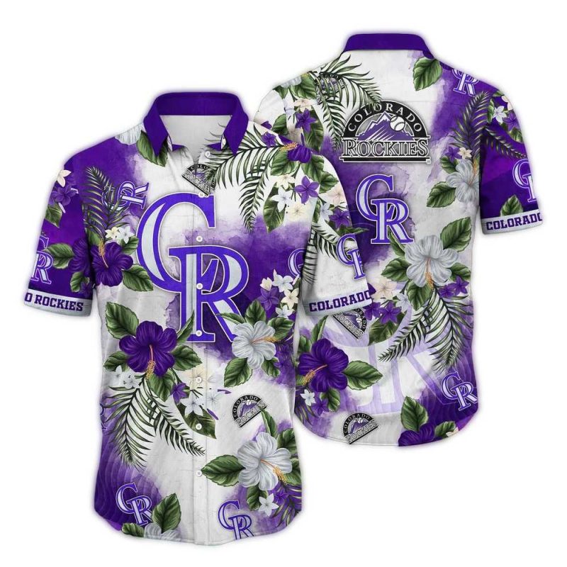 Colorado Rockies Floral Flower Pattern Summer Vacation Hawaiian Shirt 1