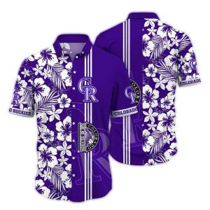 Vintage Tropical Floral Stripe Colorado Rockies Hawaiian Shirt For Men
