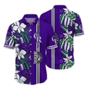 Vintage Colorado Rockies Floral Stripe Hawaiian Shirt For Men