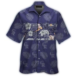 Vintage Colorado Rockies Floral Pattern Hawaiian Shirt For Men