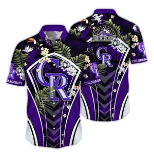 Tropical Hawaiian Shirt With Colorado Rockies Floral Leaf Pattern