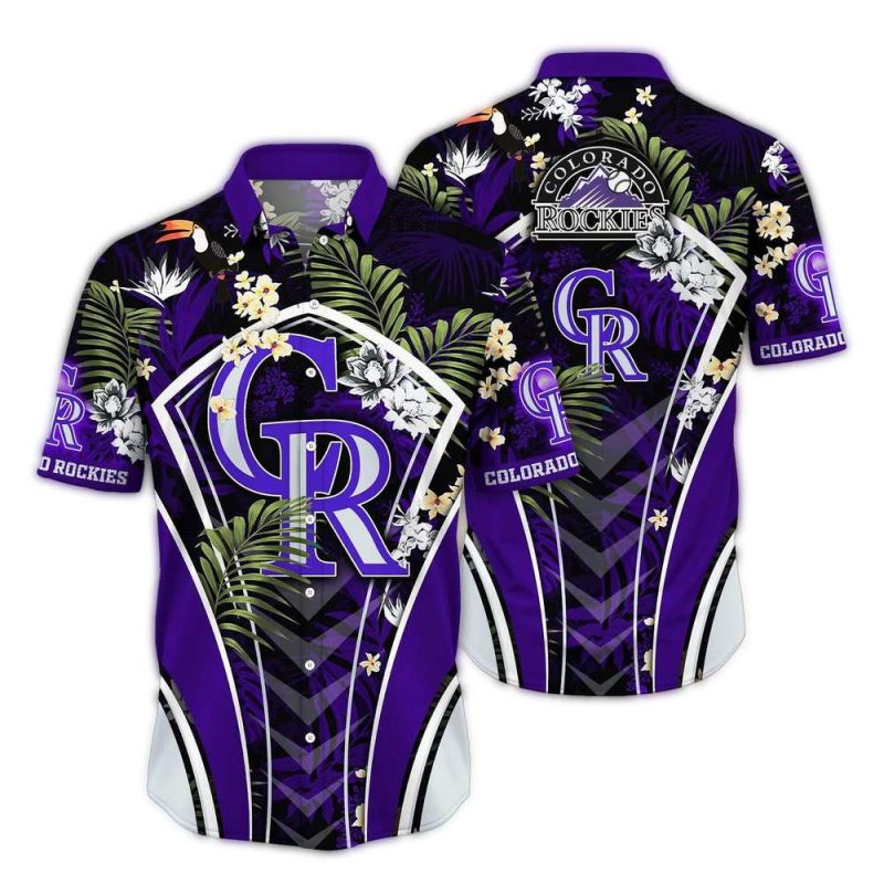 Colorado Rockies Floral Leafs Pattern Tropical Hawaiian Shirt 1