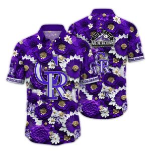 Colorado Rockies Floral Hawaiian Shirt For Men - Summer Style