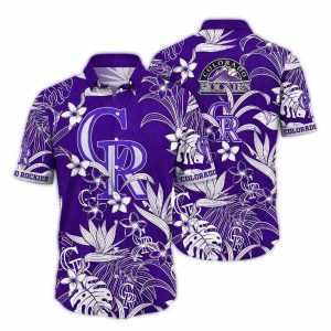 Vintage Colorado Rockies Floral Hawaiian Shirt With Leaf Design
