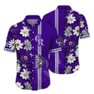 Colorado Rockies Tropical Hawaiian Shirt With Flower Stripe Design