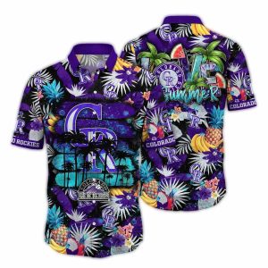 Tropical Hawaiian Shirt With Colorado Rockies Fruit Coconut Design