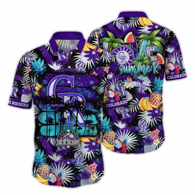Colorado Rockies Fruit Coconut Pattern Tropical Hawaiian Shirt 1