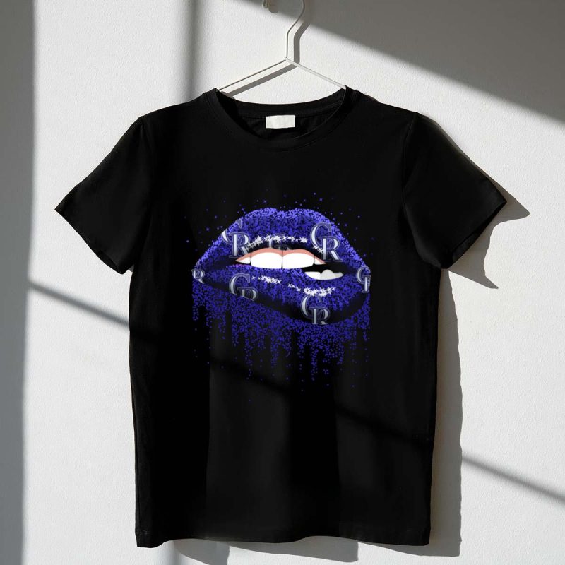 Colorado Rockies Glitter Lips Fan Art with Team Logo Elements T Shirt t shirt 1 1