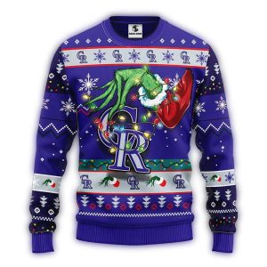 Colorado Rockies Grinch Light-Up Christmas Ugly Sweater For Fans