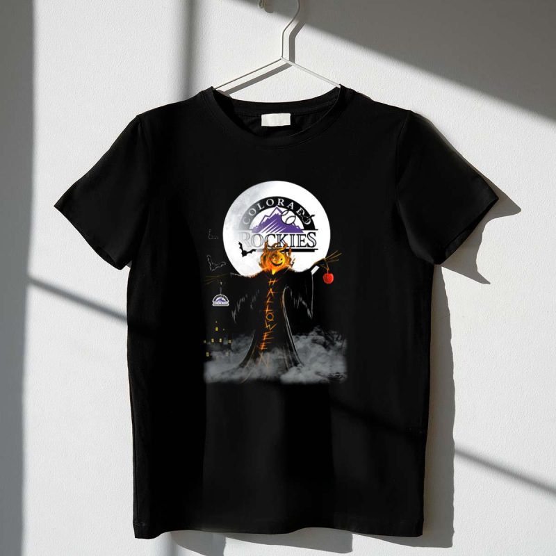 Colorado Rockies Halloween Pumpkin Moon Bats Castle Spooky Shadows T Shirt t shirt 1 1