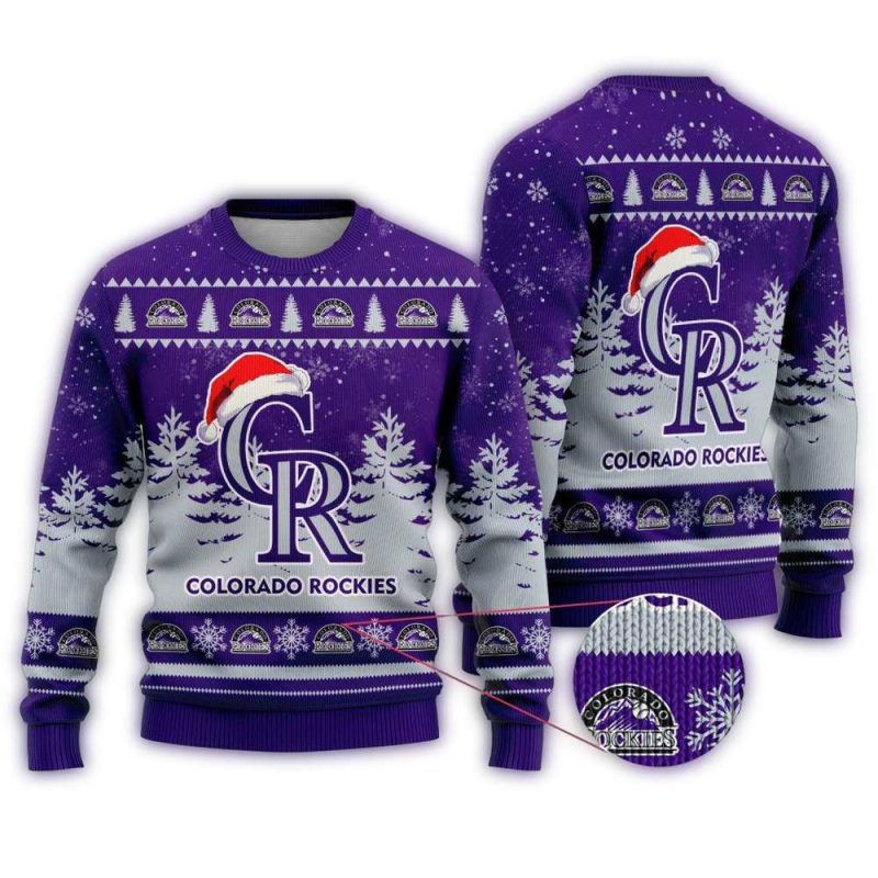 Colorado Rockies Hat Santa Christmas Ugly Sweater 1