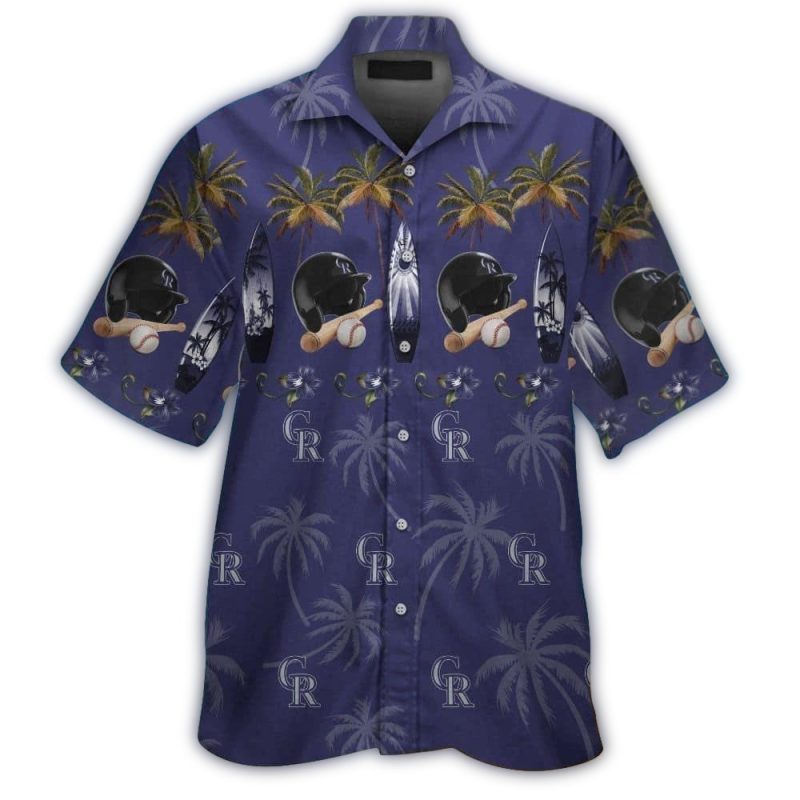Colorado Rockies Helmet bat Ball And Surf Tropical Hawaiian Shirt 1