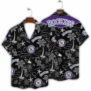 Colorado Rockies Black Tropics Hawaiian Shirt For Men