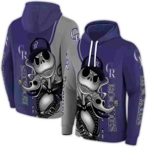 Colorado Rockies Jack Skellington All-Over Print Hoodie For Fans