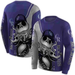 Colorado Rockies Jack Skellington All-Over Print Sweatshirt For Fans