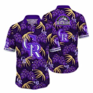 Colorado Rockies Tropical Leaf Pattern Hawaiian Shirt For Summer Wear
