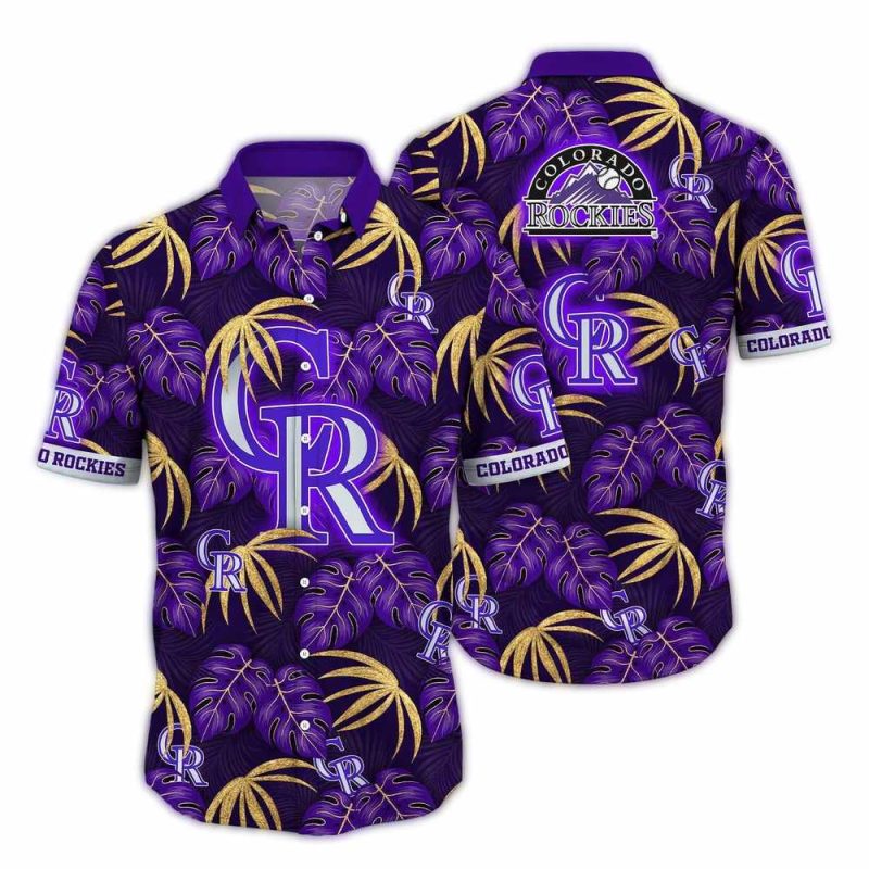 Colorado Rockies Leaf Pattern Summer Tropical Hawaiian Shirt 1